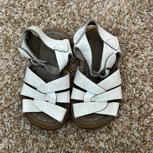 White salt water sandals